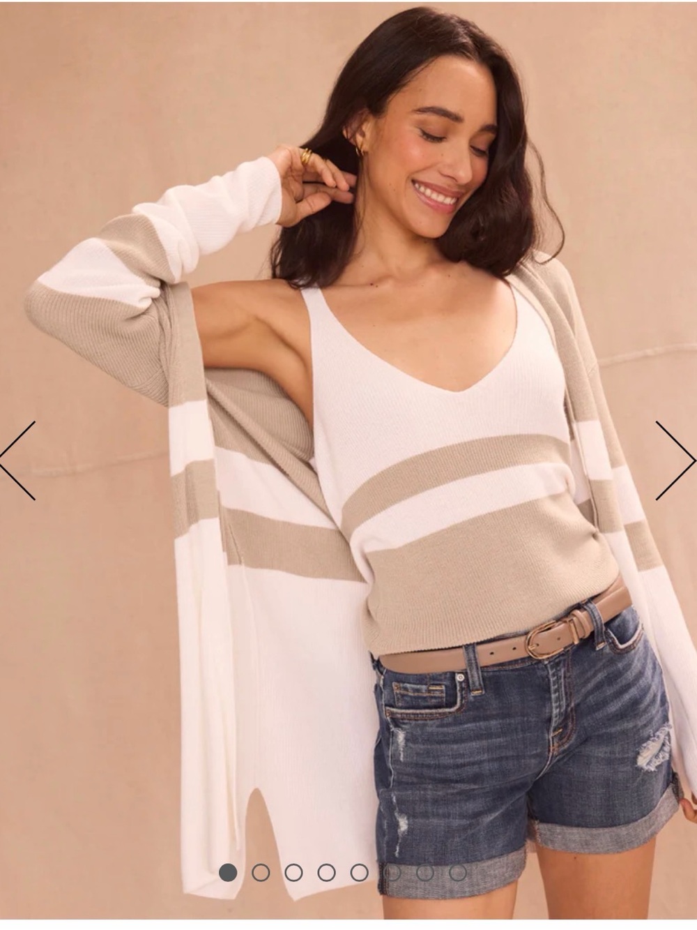 Splendid BUNDLE, NWT, Cardigan and Tank set,Beige & White Colorblock, Small - Picture 5 of 8